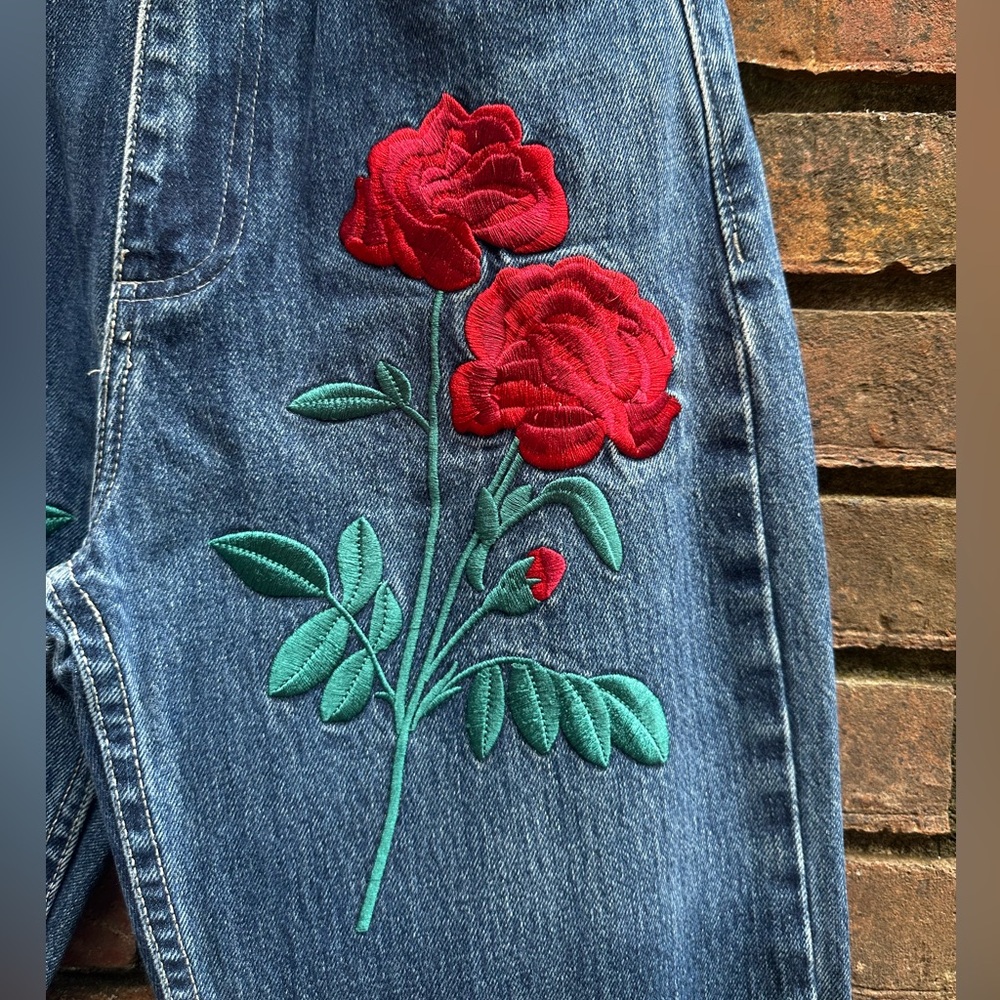 Adam Selman Rodeo Rose Embroidered Jean - Picture 9 of 11